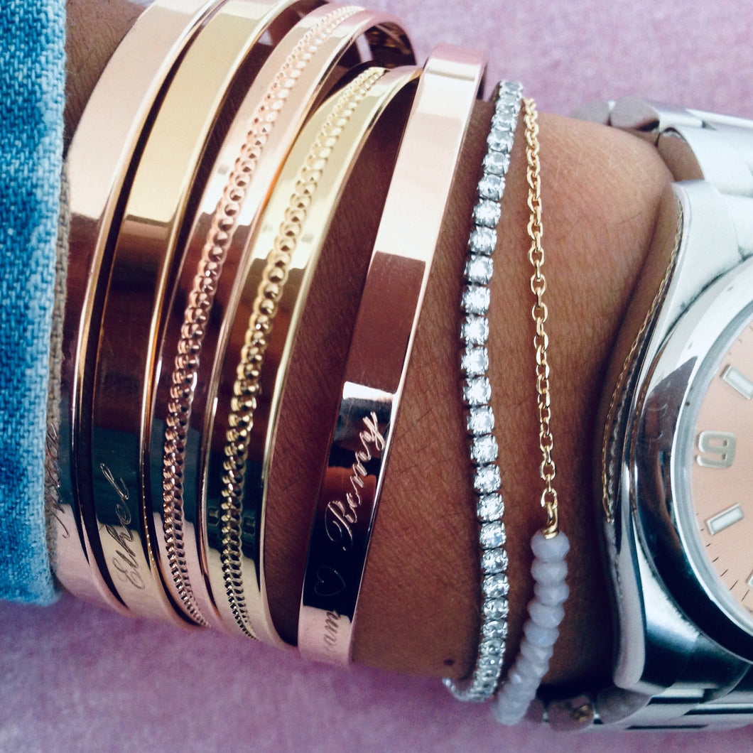 Bracelet Gravé Plaqué Or Rose