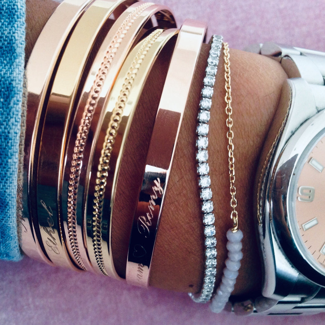 Bracelet Perlé au centre Plaqué Or Rose