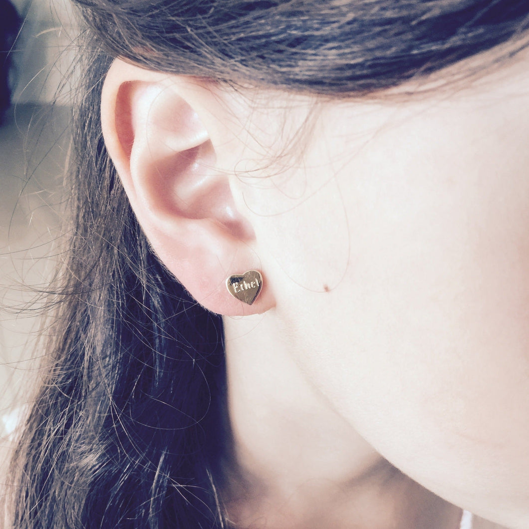 Boucles d'oreilles Coeur Gravé Plaqué Or